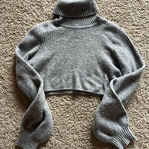 Camila Coelho Charcoal Ribbed Turtleneck Sweater